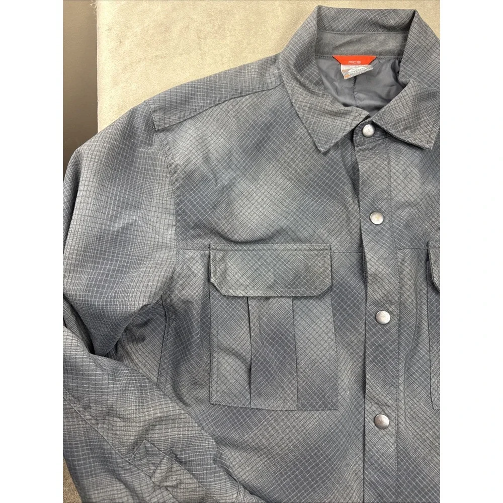 Nike Men L ACG Quilt Lined Snap Shirt Jacket Shadow Black Plaid Vintage Rare EUC